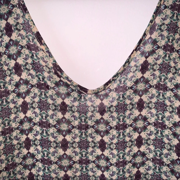 Astr Anthropologie Tan Boho Geometric Print Sheer Mini Slip Dress Medium Women’s - Picture 7 of 10